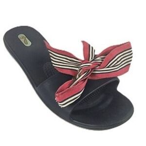 OKA‑b Navy Bow Slide Sandals Size M/L 8‑9 Made in USA